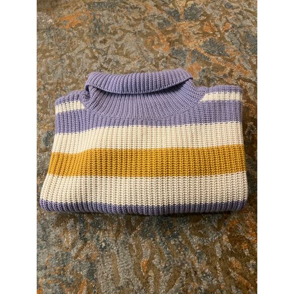 ASOS DESIGN Striped Mock Neck Sweater – Size M – Lilac, Mustard, Cream, Black - Picture 4 of 4
